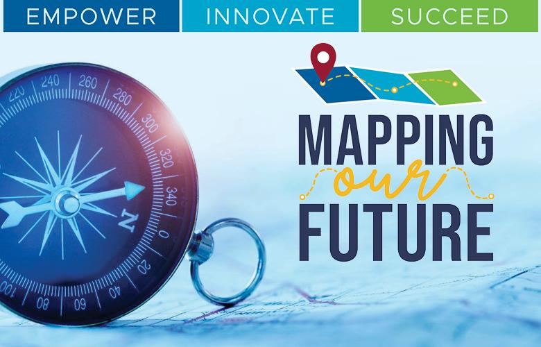 a graphic reads empower innovate succeed mapping our future