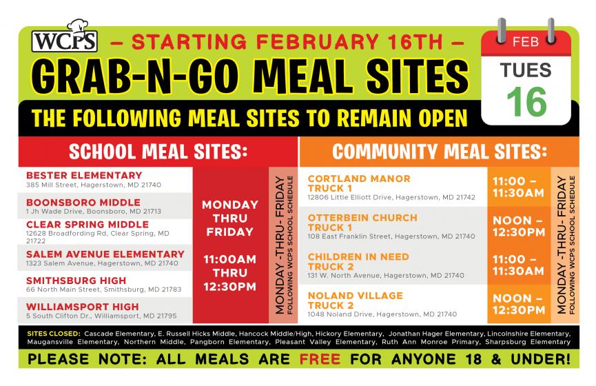 a graphic depicting meal sites and times