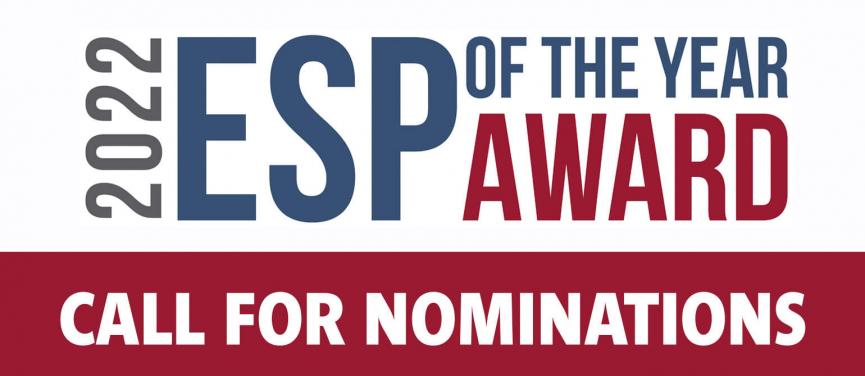 Text reads 2022 ESP of the Year Award Call for Nominations