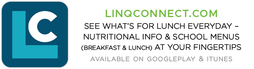a logo for linq connect the school lunch menu software