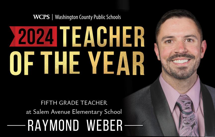 Raymond Weber photo with Teacher of the Year graphic